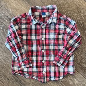 Old Navy Red and White Plaid Button Down Shirt